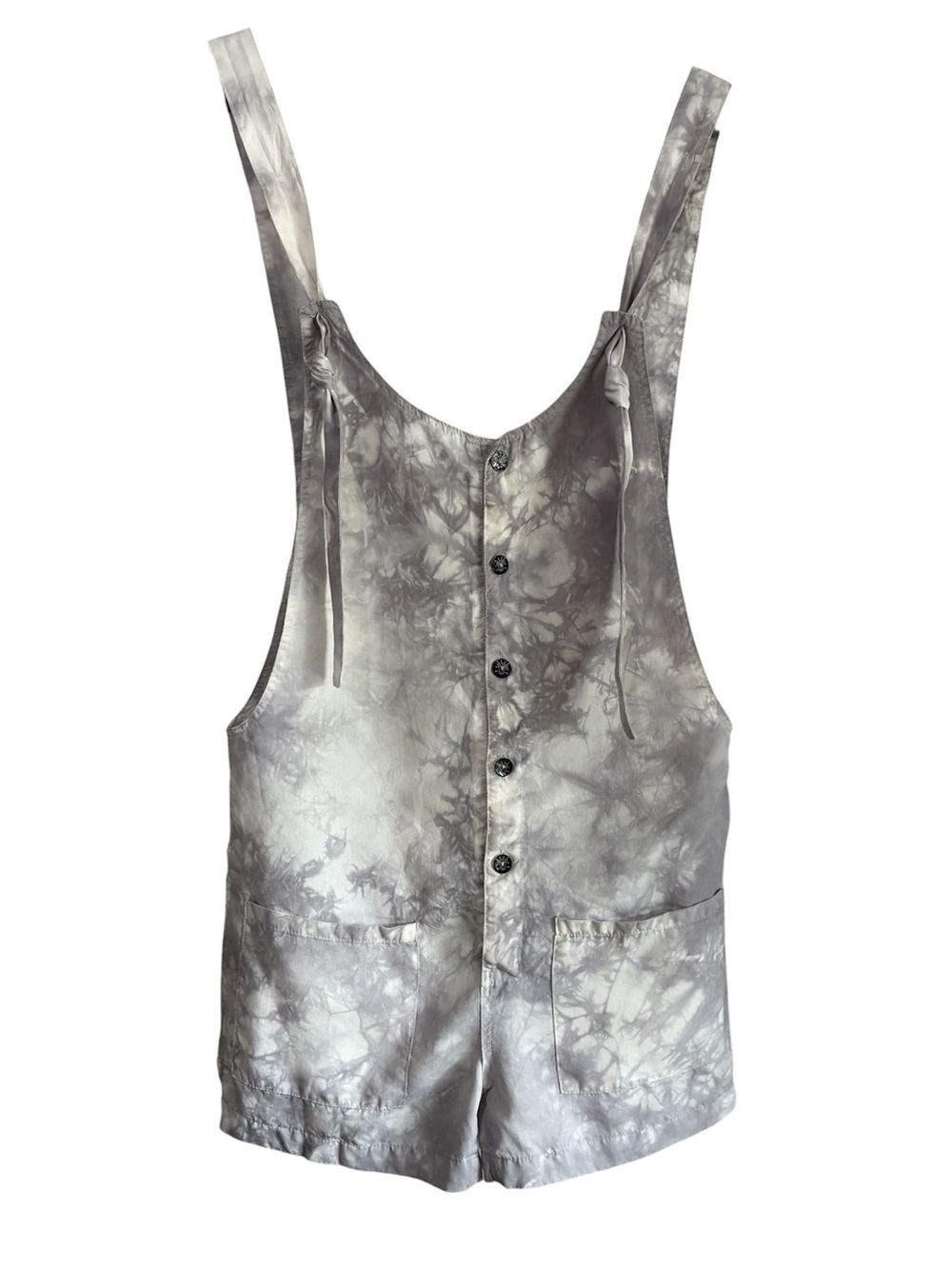 Marithé + François Girbaud Gray Tie Dye Overall Shorts Romper Size Small